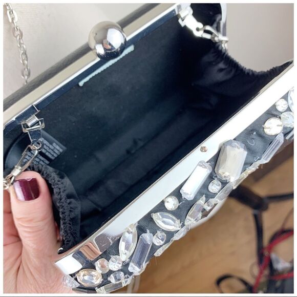 Kimchi Blu Gem Encrusted Clamshell Evening Bag Small Shoulder Cross-body - Picture 12 of 14